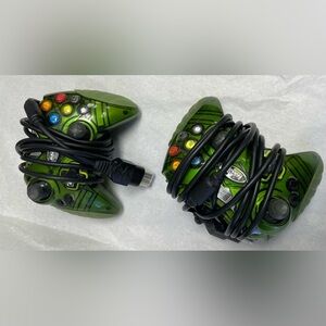 Green Wired Game Controllers